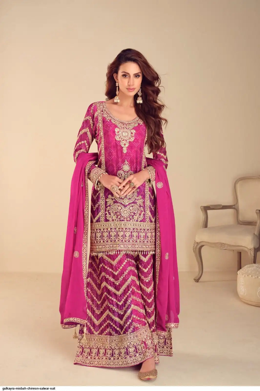 Aancho  Pink Traditional Palazzo Embroidery Designer Suit Set